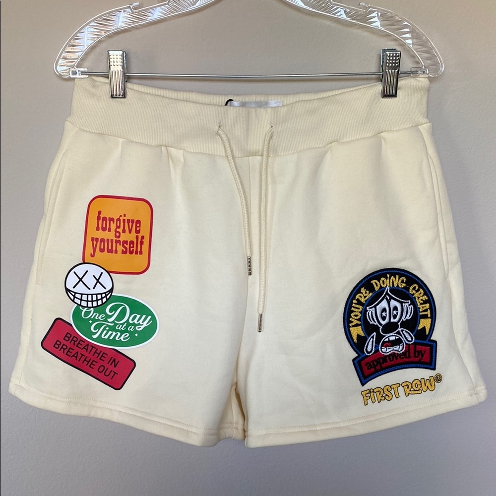 First Row Streetwear Graphic Patch Shorts